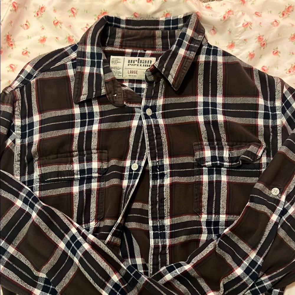Vintage Urban Pipeline Men's Brown Plaid Shirt